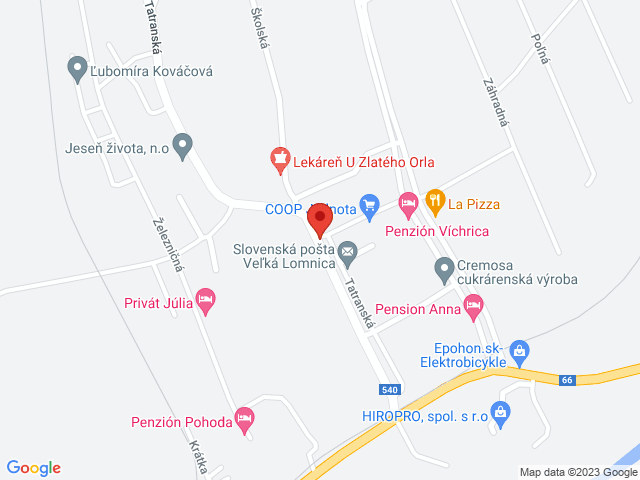 Google map: Veľká Lomnica